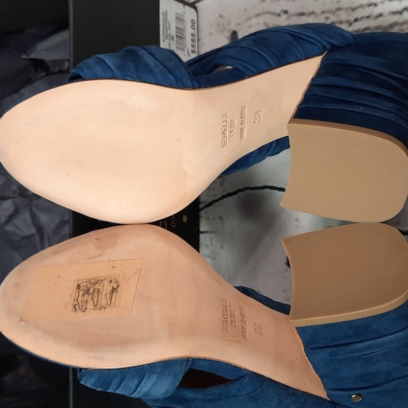 NWB Laurence Dacade Paris Suede Printed Slides Paris Blue size 5 (38) - Picture 10 of 14